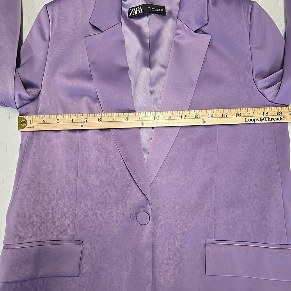 ZARA Lavender Satin Effect Tailored Blazer Purple Lilac Jacket Size M 1165/350 - Picture 9 of 12